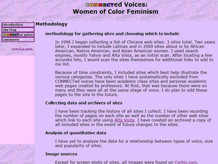 screen shot of methodology page of CONNECTed Voices site