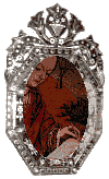 graphic of Medieval Woman studying a book - encircled by silver mirror.  Music will begin playing on the next page.